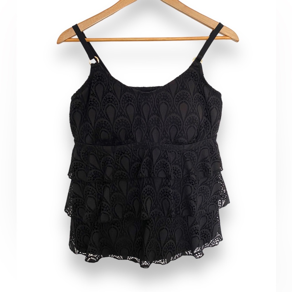 Women Swim Oversized Top 18W Lace Layer Tiered Swim Bathing Top